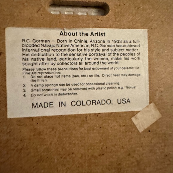 RC Gorman tile 8x8 - Picture 4 of 6